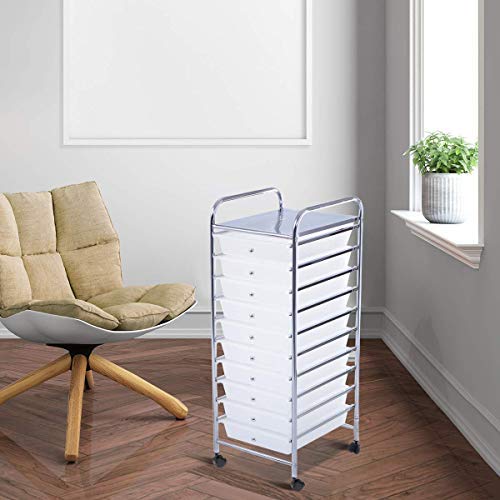 10 Drawer Rolling Storage Cart Scrapbook Paper Office School Organizer