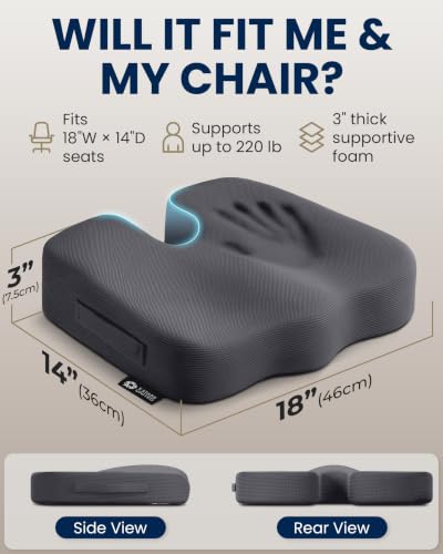 Seat Cushion Memory Foam Chair Cushion for Tailbone Pain Relief