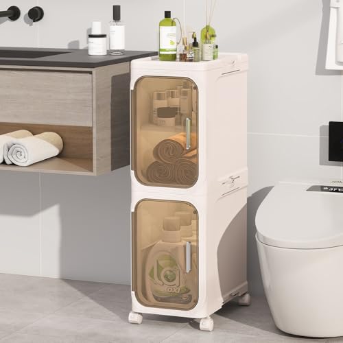 2 Tier Slim Bathroom Storage Cabinet