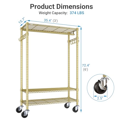 R3 Portable Closet for Hanging Clothes Rolling Clothes Rack