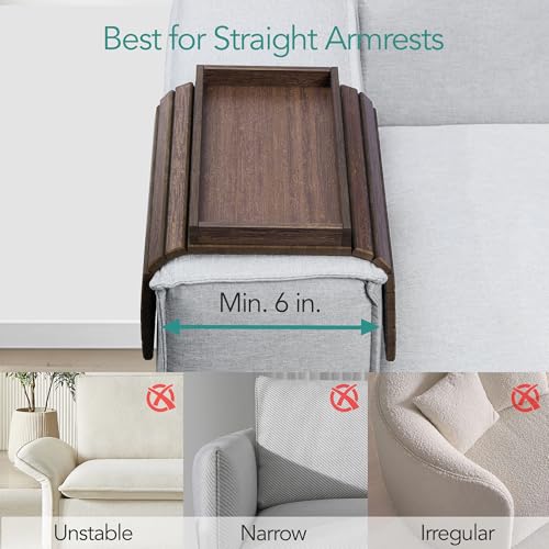DETOR Couch Arm Tray with Spacious 12.4" x 5.4" Storage Box