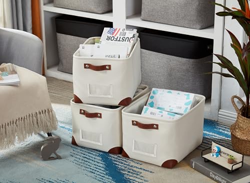 Storage Bins Large Fabric Storage Baskets for Shelves 3 Pack (3 Count)