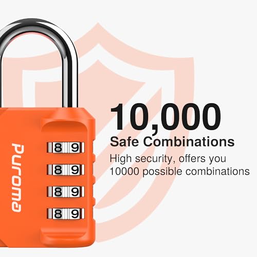 1 Pack Combination Lock Locker 4 Digits Combo Padlock Gym Orange