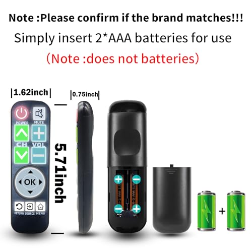 Backlit Big Button TV Remote Replacement for Samsung TV with Cover & Hook