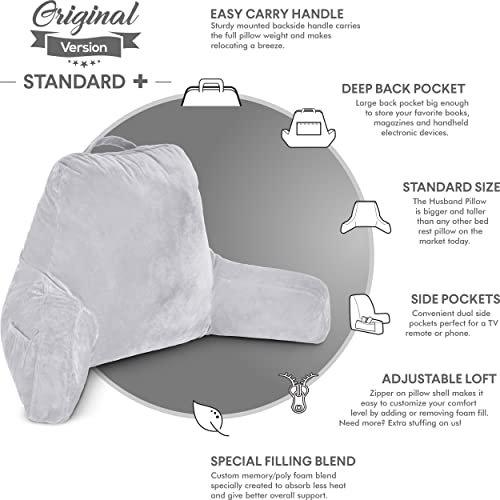 Light Grey Original Reading Pillow in Bed Rest Chair