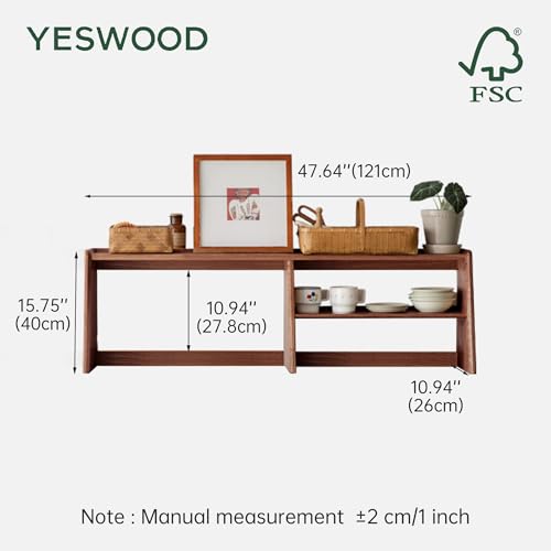 100% Solid Rubberwood Kitchen Counter Hutch Shelf