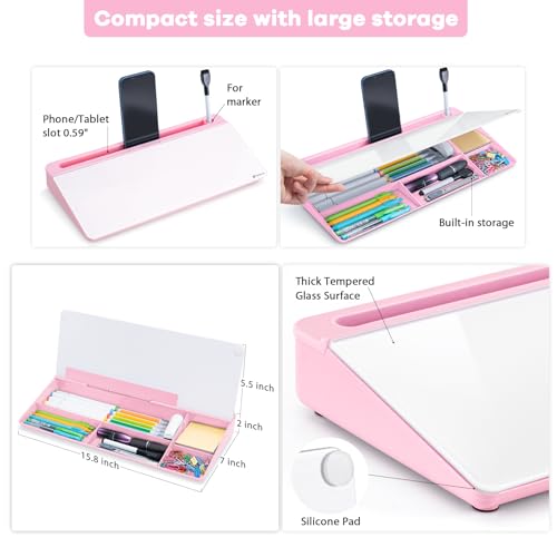 Glass Desk Whiteboard with Storage