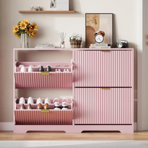 Shoe Cabinet Storage for Entryway with 4 Flip Drawer