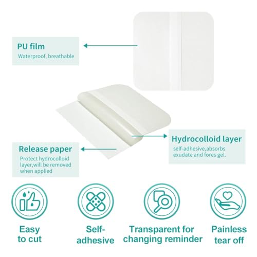 Hydrocolloid Dressing 4" x 4" for Wound Care (10 Count)