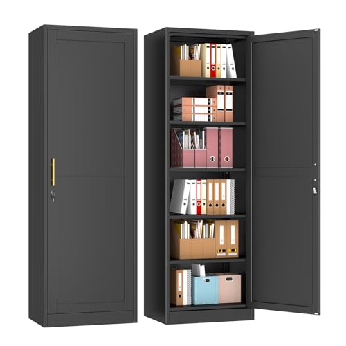 67" Black Lockable Metal Storage Cabinet