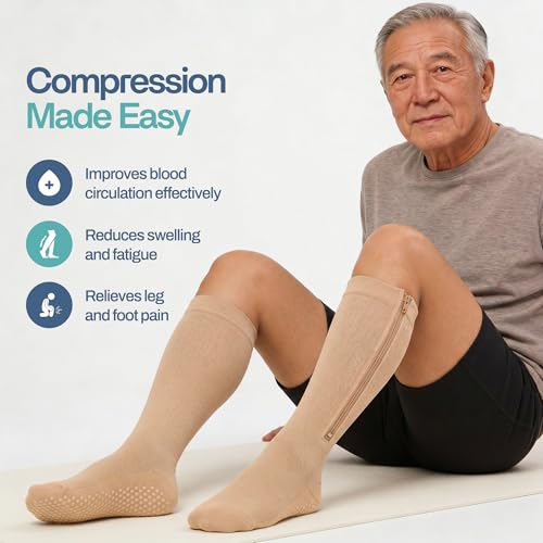 Non Slip Zipper Compression Socks for Men & Women