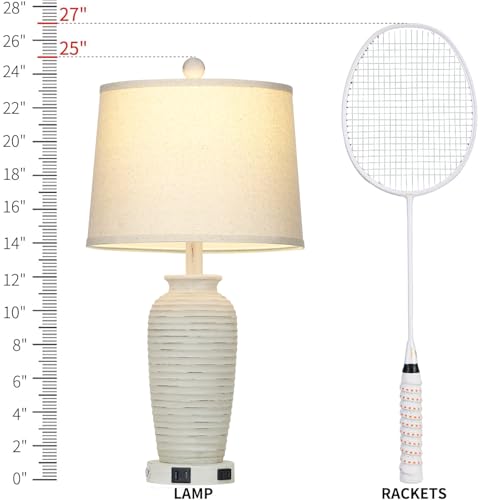 25" Retro White Farmhouse Jar Table Lamps Set of 2 (2 Count)