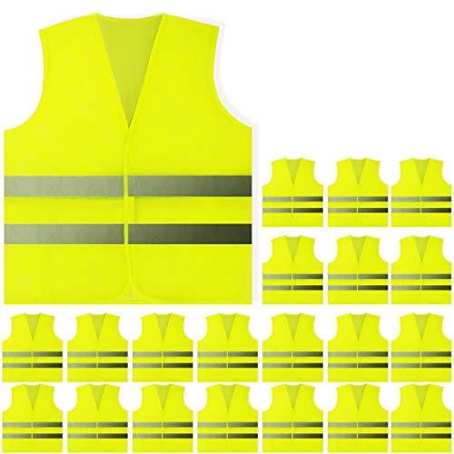 20 Pack Yellow Reflective High Visibility Safety Vest (20 Count)
