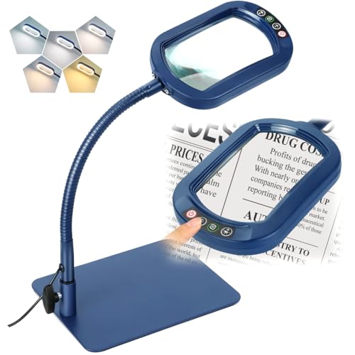 12X Rectangle Magnifying Glass with Light and Stand