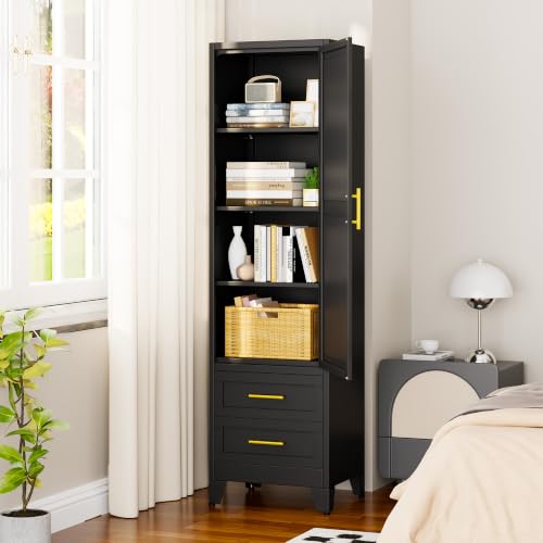67" Tall Narrow Metal Storage Cabinet