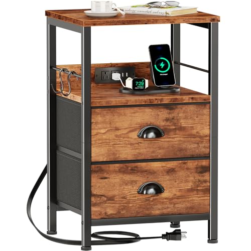 Nightstand with Charging Station for Dorm