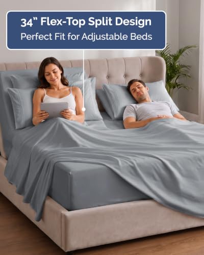 Extra Deep Flex Top Split Head King Sheet Set