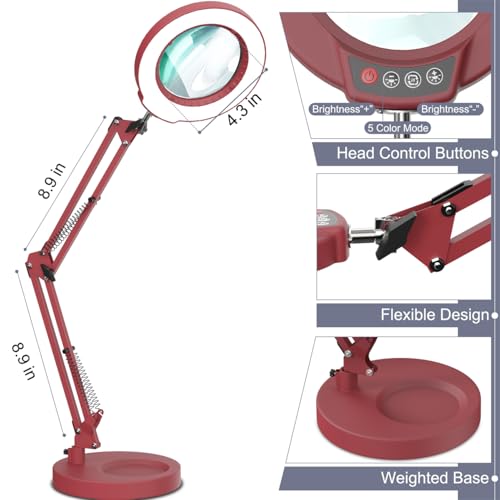 12X Magnifying Glass with Light and Stand