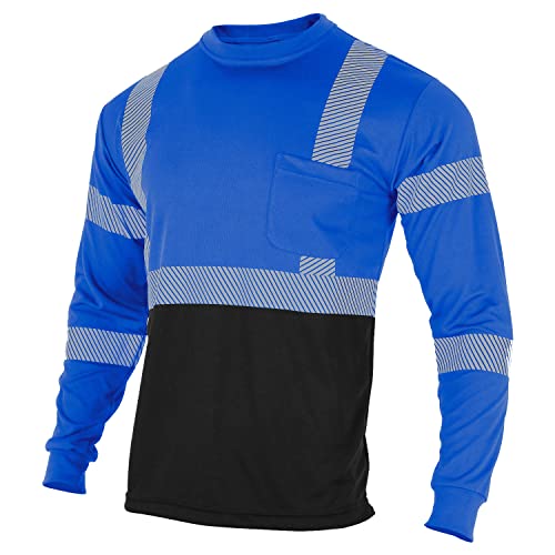 Safety Reflective High Visibility Long Sleeve Shirts ANSI Class 1 Hi Vis Construction Work T Shirts for Men