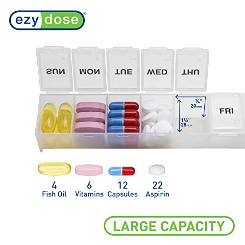 Weekly (7-Day) Pill Organizer, Large Medicine Planner, Clear