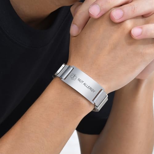 NUT Allergy Medical Alert Id Bracelet for Men Women
