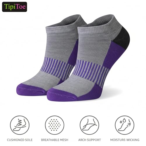 Women's 6 Pack Cushioned Comfort Running Vibrant Spectrum Blend Mesh Socks (6 Count)