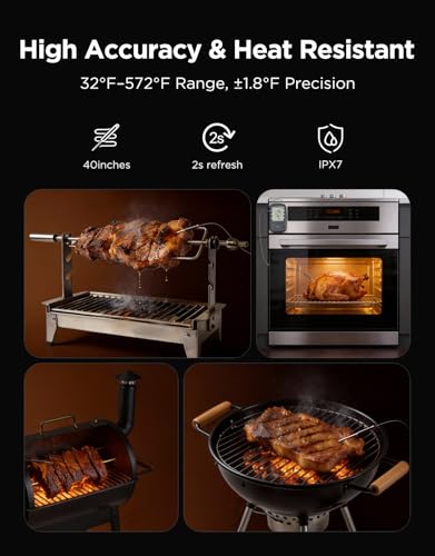 Bluetooth Meat Thermometer Digital with App Alerts and Timer Mode (2 Count)