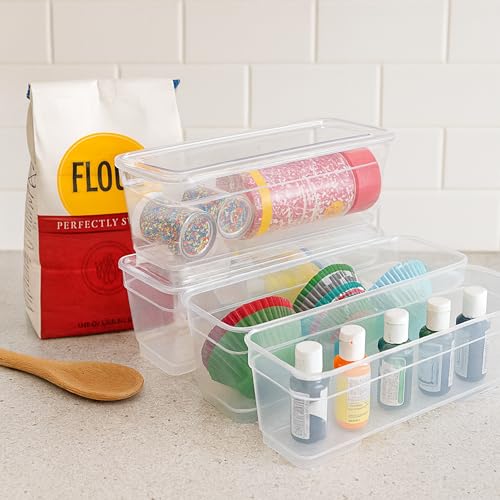 6 Pack Long Storage Bins with Lids