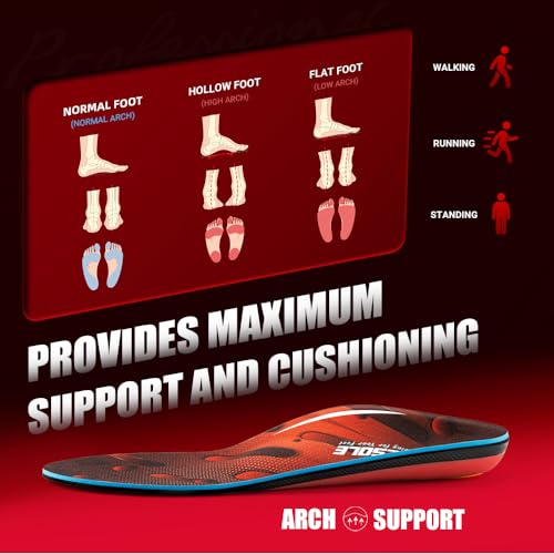 250+ lbs Plantar Fasciitis High Arch Support Insole for Men Women
