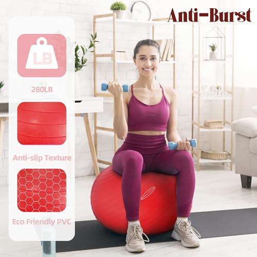 Anti Burst and Slip Resistant Exercise Ball Yoga Ball Fitness Ball Birthing Ball with Quick Pump