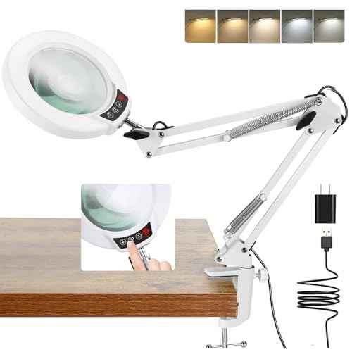 10X Magnifying Glass with Light and Clamp