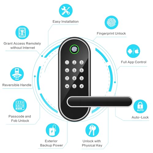Fingerprint Smart Door Lock with Handle & Keypad