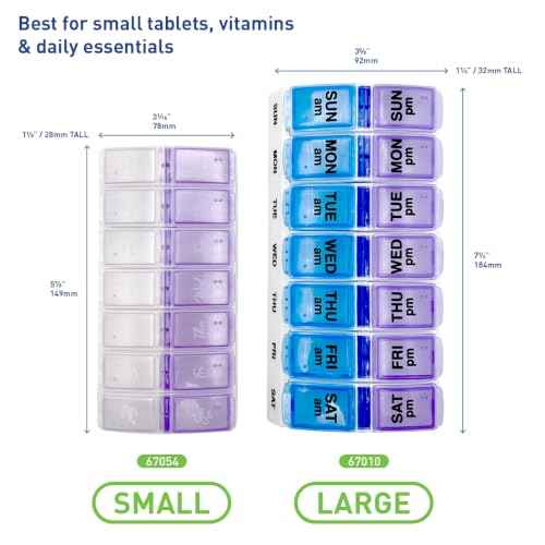 Weekly (7-Day) AM/PM Pill Organizer, Small, Lavender/Pearlescent