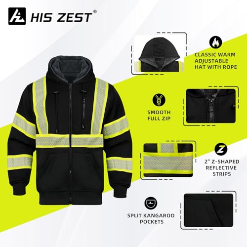 Hi Vis Hoodie Reflective Safety Jacket for Men