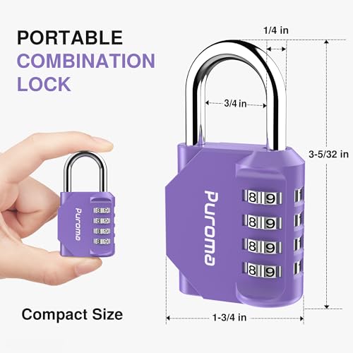 2 Pack Combination Lock Locker 4 Digits Combo Padlock Gym Purple (2 Count)