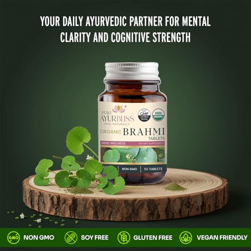 100% Organic Brahmi Tablets with Bacopa monnieri Extract (90 Count)