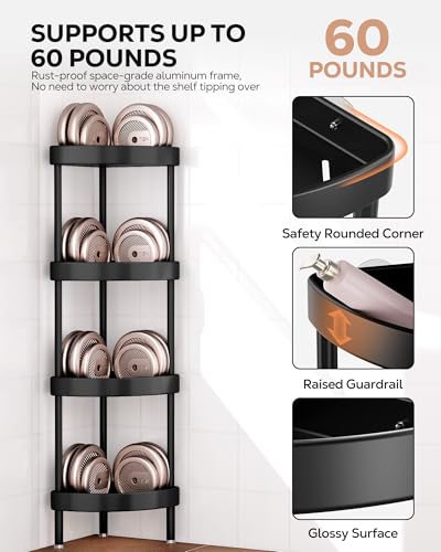 4 Tier Aluminum Corner Shower Caddy Standing Rustproof (4 Count)