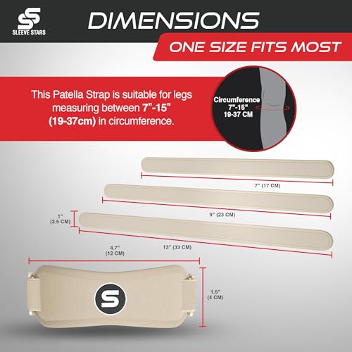 Sleeve Stars Swedish Brand Patellar Tendon Support Strap for Women & Men Effective Osgood Schlatter Knee Brace Youth & Kids Knee Brace with 3 Adjustable Length fits 7"