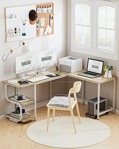 Reversible L Shaped Desk with Shelves