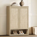 31.2" Wide Rattan Shoe Storage Cabinet for Entryway with 2 Doors