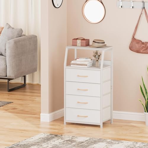 Tall Nightstand with 4 Fabric Drawers