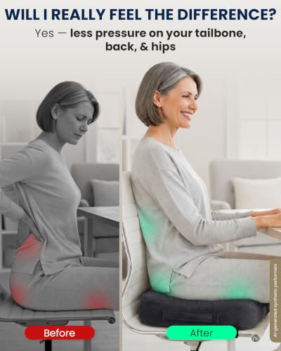 Seat Cushion Memory Foam Chair Cushion for Tailbone Pain Relief