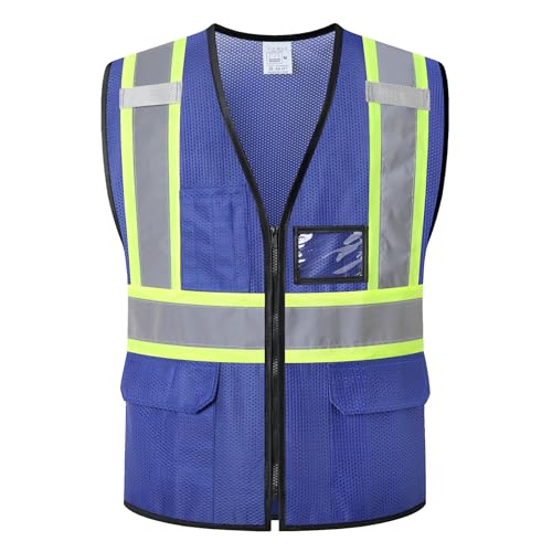 Reflective Safety Vest for Men Women Hi Vis Vest with Pockets High Visibility Vest Mesh Construction Vests Meets ANSI
