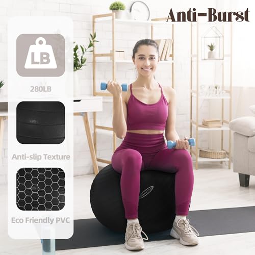 Anti Burst and Slip Resistant Exercise Ball Yoga Ball Fitness Ball Birthing Ball with Quick Pump
