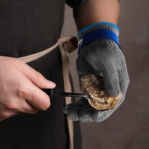 Cut Resistant Gloves Food Grade & Stainless Steel Mesh for Oyster Shucking Butcher Kitchen Meat and Fish Slicing
