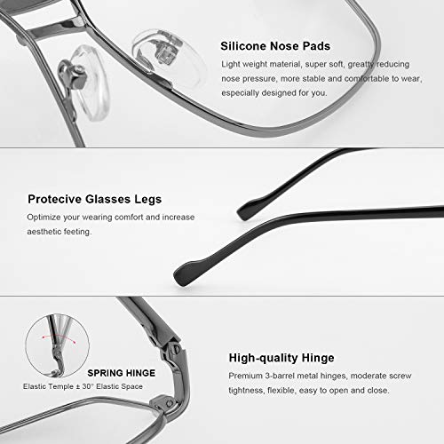 Reading Glasses for Men Square Double Bridge Blue Light Blocking Computer Readers