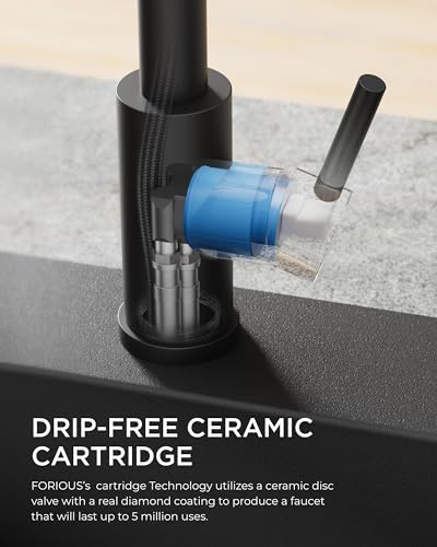Black Kitchen Faucet with LED Light Sprayer