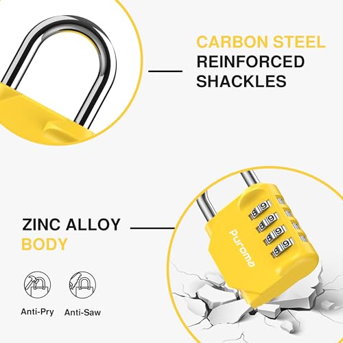 1 Pack Combination Lock Locker 4 Digits Combo Padlock Gym Yellow