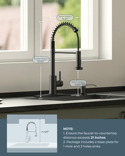 Black Kitchen Faucet with LED Light Sprayer