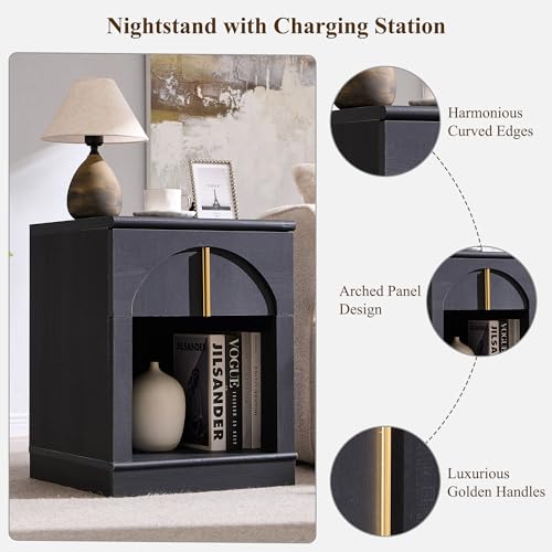 Modern 18" Nightstand with Arched Panel